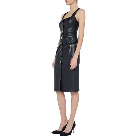 L’Agence Womens L'agence Idy Button Front Tank Dress, Black - Picture 3 of 4